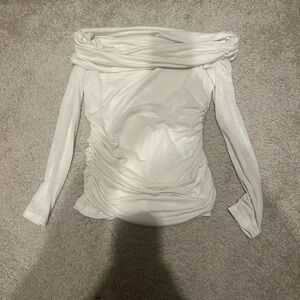 Off-Shoulder White Long Sleeve Top